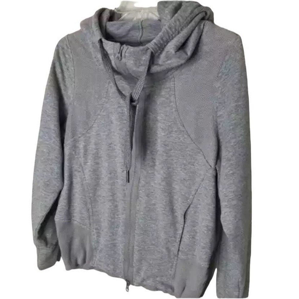 adidas Stella McCartney Full Zip Hooded Net Detail Jacket Gray Size Medium
